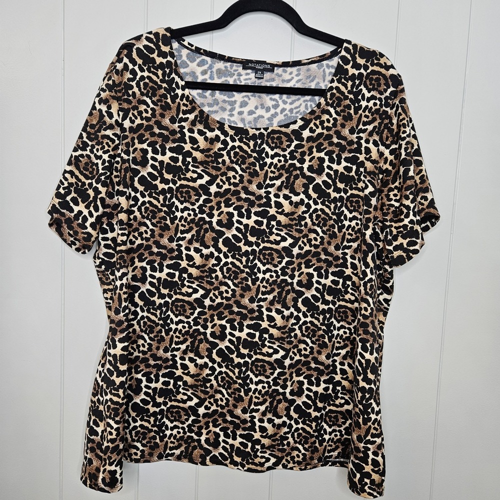 Notations Women's  Leopard‎ Print Blouse Size 2X